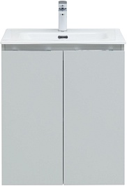 Aquanet Тумба под раковину Алвита New 60 2 дверцы подвесная серая матовая – фотография-2